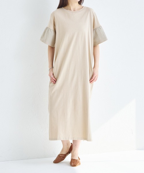 pairmanon(ペアマノン)の「【綿100%】【リンクコーデ】【ママサイズ】袖フリルドッキングワンピース(ワンピース・レディース・ブラック/ベージュ/ブラウン・FREE)」の13枚目の写真