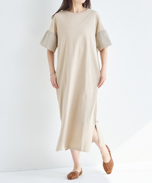 pairmanon(ペアマノン)の「【綿100%】【リンクコーデ】【ママサイズ】袖フリルドッキングワンピース(ワンピース・レディース・ブラック/ベージュ/ブラウン・FREE)」の14枚目の写真