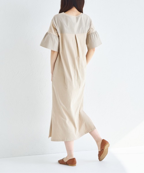 pairmanon(ペアマノン)の「【綿100%】【リンクコーデ】【ママサイズ】袖フリルドッキングワンピース(ワンピース・レディース・ブラック/ベージュ/ブラウン・FREE)」の15枚目の写真