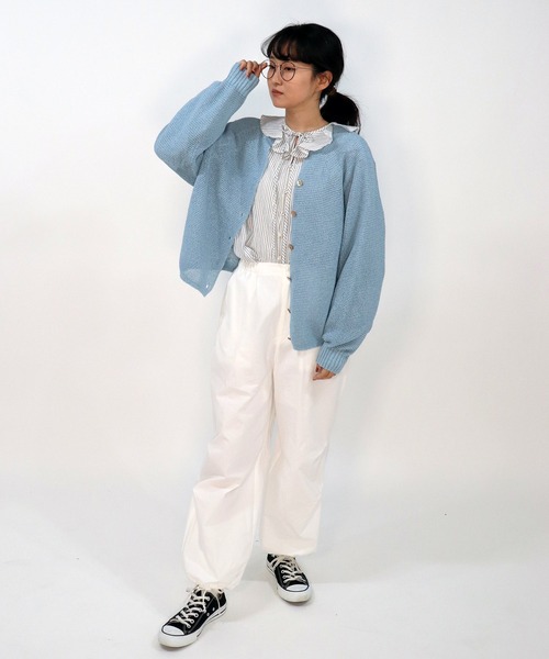 haupia（ハウピア）の「ちょうちょはどこに止まる。【ブローチ付きニット】（カーディガン/ボレロ・レディース・ブラック/サックスブルー/ラベンダー/ベージュ・MEDIUM）」の19枚目の写真