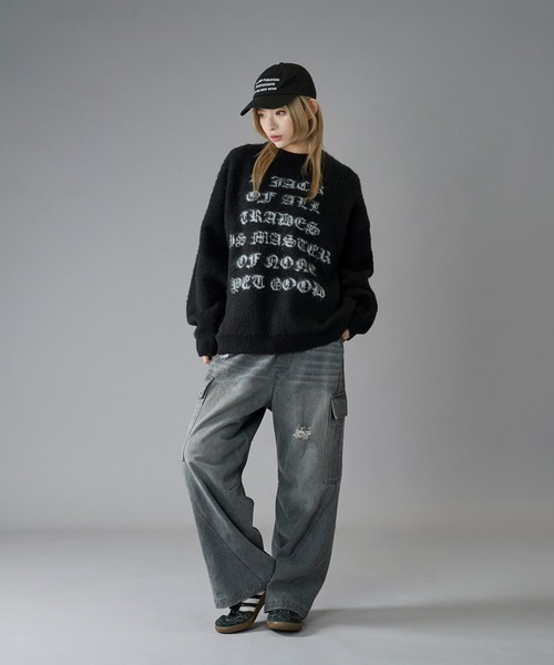 kutir（クティール）の「DESIGN LOGO KNIT/デザインロゴニット（ニット/セーター・メンズ・ブラック/グレー/ネイビー・MEDIUM/LARGE）」の4枚目の写真