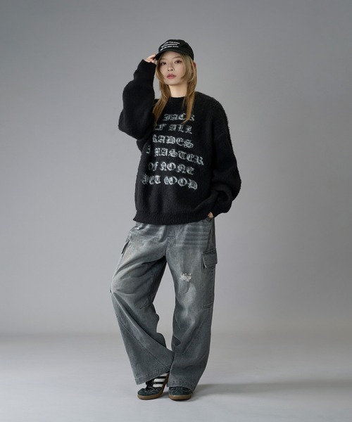 kutir（クティール）の「DESIGN LOGO KNIT/デザインロゴニット（ニット/セーター・メンズ・ブラック/グレー/ネイビー・MEDIUM/LARGE）」の5枚目の写真