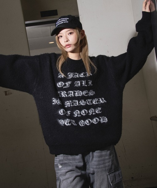 kutir（クティール）の「DESIGN LOGO KNIT/デザインロゴニット（ニット/セーター・メンズ・ブラック/グレー/ネイビー・MEDIUM/LARGE）」の15枚目の写真