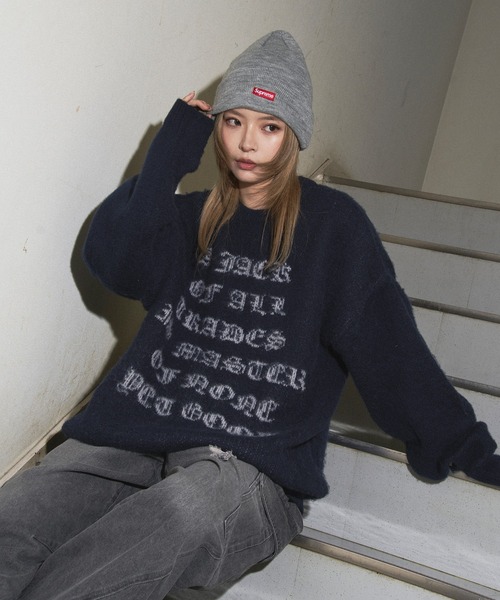 kutir（クティール）の「DESIGN LOGO KNIT/デザインロゴニット（ニット/セーター・メンズ・ブラック/グレー/ネイビー・MEDIUM/LARGE）」の9枚目の写真