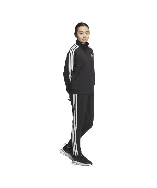 adidas(アディダス)の「アディダス adidas スリーストライプス レギュラーフィット ダブルニット トラックパンツ(その他パンツ・レディース・ブラック×ブラック/ブラック×ホワイト/ブルー系その他・S/M/L/XL)」の4枚目の写真