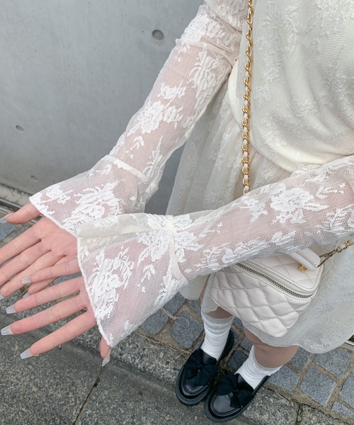 Mejoul（メジュール）の「ワンショル 総レース ウエスト切り替え ミニワンピース（ワンピース・レディース・アイボリー・M/L）」の9枚目の写真