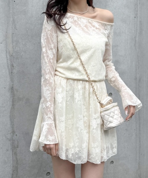 Mejoul（メジュール）の「ワンショル 総レース ウエスト切り替え ミニワンピース（ワンピース・レディース・アイボリー・M/L）」の12枚目の写真