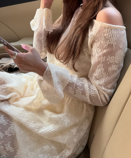 Mejoul（メジュール）の「ワンショル 総レース ウエスト切り替え ミニワンピース（ワンピース・レディース・アイボリー・M/L）」の16枚目の写真