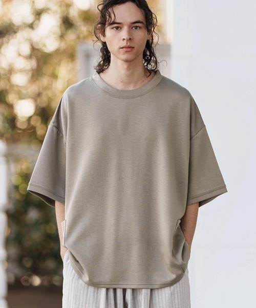 CAMBIO(カンビオ)の「mt9470-ルーズシルエットサイドポケットポンチTシャツ(Tシャツ/カットソー・メンズ・ブラック/ベージュ/ホワイト・S/M/L)」の7枚目の写真