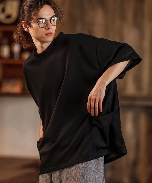 CAMBIO(カンビオ)の「mt9470-ルーズシルエットサイドポケットポンチTシャツ(Tシャツ/カットソー・メンズ・ブラック/ベージュ/ホワイト・S/M/L)」の12枚目の写真