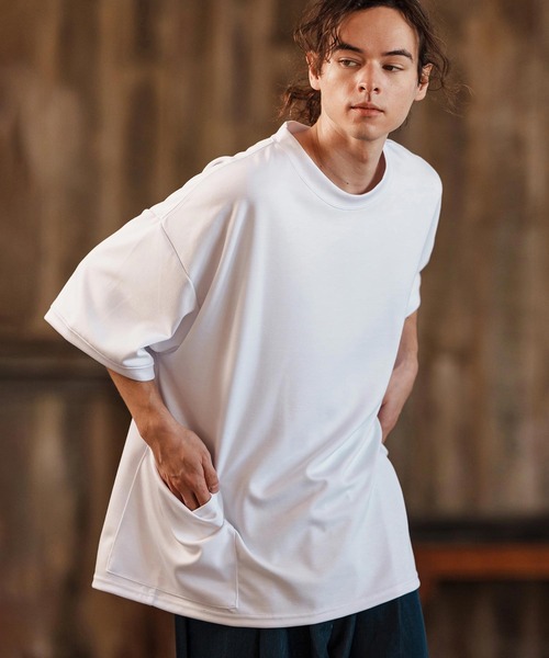 CAMBIO(カンビオ)の「mt9470-ルーズシルエットサイドポケットポンチTシャツ(Tシャツ/カットソー・メンズ・ブラック/ベージュ/ホワイト・S/M/L)」の19枚目の写真