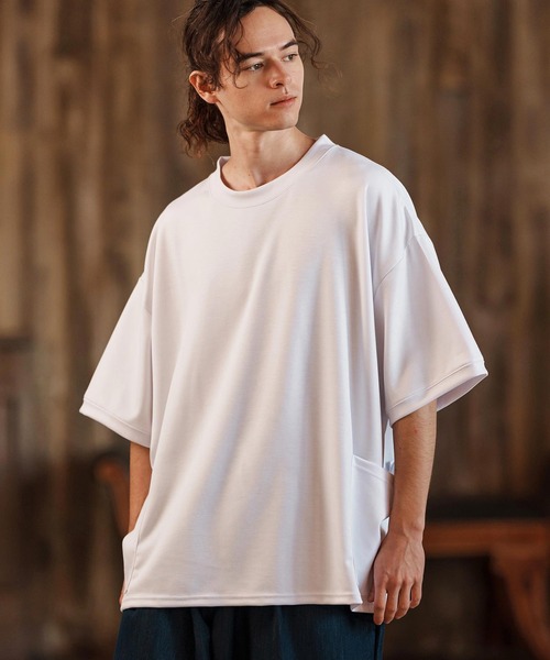 CAMBIO(カンビオ)の「mt9470-ルーズシルエットサイドポケットポンチTシャツ(Tシャツ/カットソー・メンズ・ブラック/ベージュ/ホワイト・S/M/L)」の20枚目の写真