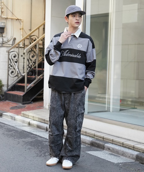 WEGO（ウィゴー）の「WEGO/グラフィックラガーシャツ（Tシャツ/カットソー・メンズ・ブラック/オフホワイト・MEDIUM/LARGE）」の4枚目の写真