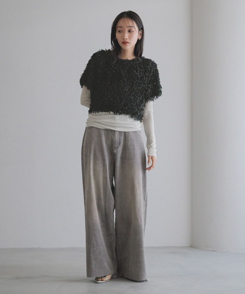 LOWRYS FARM(ローリーズファーム)の「2WAYフリンジフェザー2P 293472(Tシャツ/カットソー・レディース・アイボリー/ブラック/ブルー・FREE)」の10枚目の写真