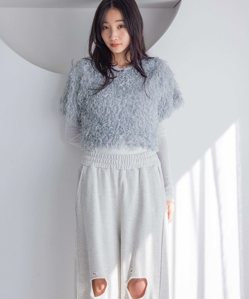 LOWRYS FARM(ローリーズファーム)の「2WAYフリンジフェザー2P 293472(Tシャツ/カットソー・レディース・アイボリー/ブラック/ブルー・FREE)」の16枚目の写真