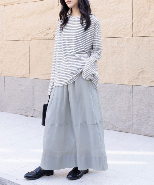 Doux Belle（ドゥーベル）の「ボーダー柄ロング丈Tシャツ（Tシャツ/カットソー・レディース・ネイビー/ブラック/グレー・MEDIUM）」の15枚目の写真