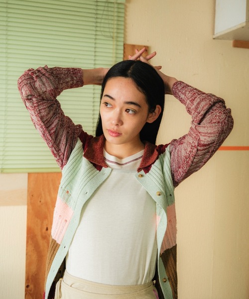 PAMM（パム）の「格子のカーディガン（カーディガン/ボレロ・レディース・ブラック×グリーン/ボルドー・フリー）」の15枚目の写真