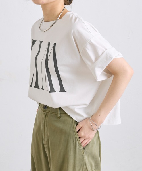 PUAL CE CIN（ピュアルセシン）の「【WEB限定】リバースロゴT（Tシャツ/カットソー・レディース・オフホワイト/キャメル/チャコールグレー・FREE）」の5枚目の写真