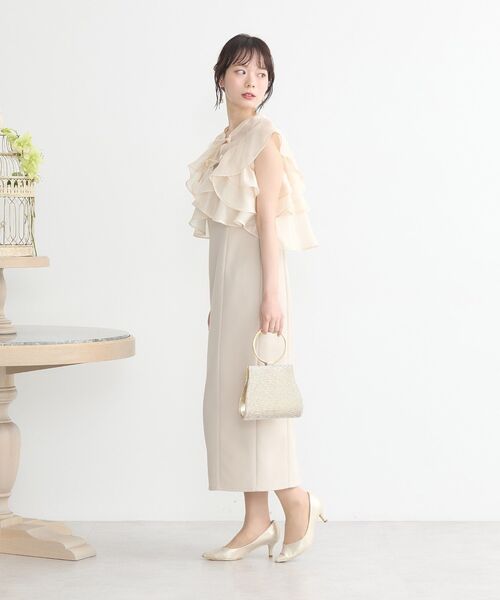 earth music&ecology（アースミュージックアンドエコロジー）の「SET2点フリルボレロ＋ナローワンピース（ドレス・レディース・ブラック/ライトベージュ・M/S）」の17枚目の写真