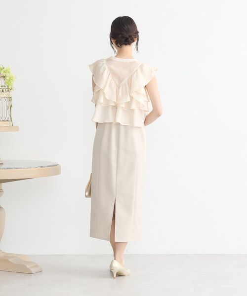 earth music&ecology（アースミュージックアンドエコロジー）の「SET2点フリルボレロ＋ナローワンピース（ドレス・レディース・ブラック/ライトベージュ・M/S）」の18枚目の写真