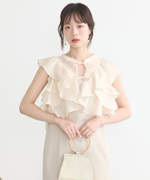 earth music&ecology（アースミュージックアンドエコロジー）の「SET2点フリルボレロ＋ナローワンピース（ドレス・レディース・ブラック/ライトベージュ・M/S）」の20枚目の写真