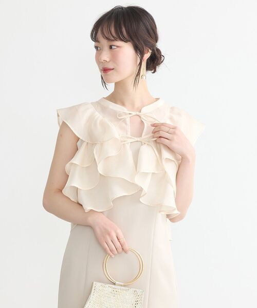 earth music&ecology（アースミュージックアンドエコロジー）の「SET2点フリルボレロ＋ナローワンピース（ドレス・レディース・ブラック/ライトベージュ・M/S）」の21枚目の写真