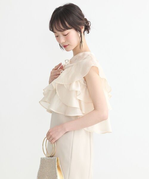 earth music&ecology（アースミュージックアンドエコロジー）の「SET2点フリルボレロ＋ナローワンピース（ドレス・レディース・ブラック/ライトベージュ・M/S）」の22枚目の写真