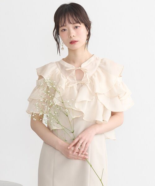 アースミュージックアンドエコロジー earth music&ecology SET2点フリルボレロ＋ナローワンピース （ライトベージュ） SET2点フリルボレロ＋ナローワンピース（ドレス）｜earth