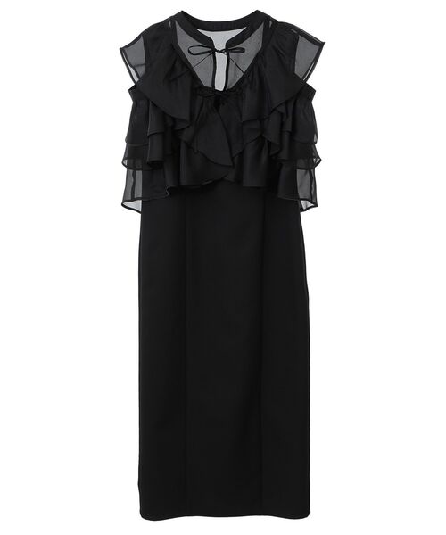 earth music&ecology（アースミュージックアンドエコロジー）の「SET2点フリルボレロ＋ナローワンピース（ドレス・レディース・ブラック/ライトベージュ・M/S）」の13枚目の写真