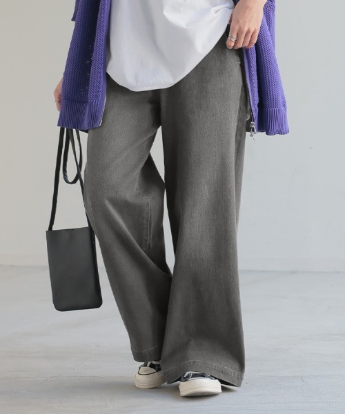 HUG.U（ハグユー）の「革命デニム ウエストリブゴムパンツ（デニムパンツ・レディース・ネイビー系/ワンウォッシュ/グレー/ライトブルー/ライトグレー/ブラック系・LL/S/M/L）」の3枚目の写真