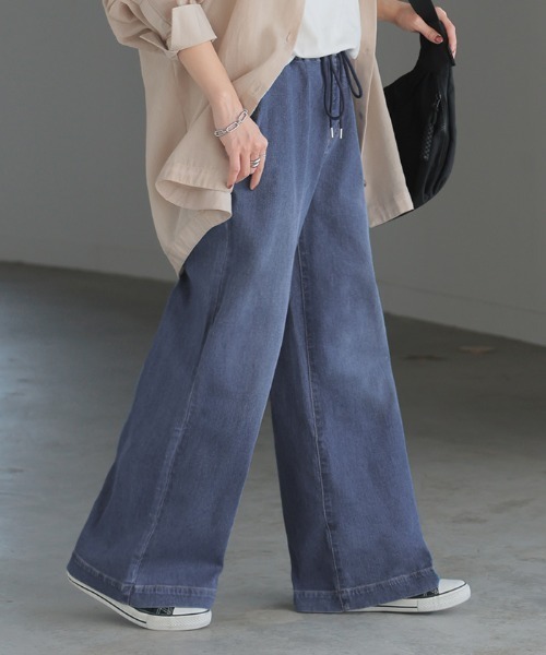 HUG.U（ハグユー）の「革命デニム ウエストリブゴムパンツ（デニムパンツ・レディース・ネイビー系/ワンウォッシュ/グレー/ライトブルー/ライトグレー/ブラック系・LL/S/M/L）」の16枚目の写真