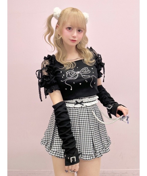Ank Rouge（アンクルージュ）の「フリフリリボンスカパン（スカート・レディース・グレー/ブラック/A・M）」の3枚目の写真