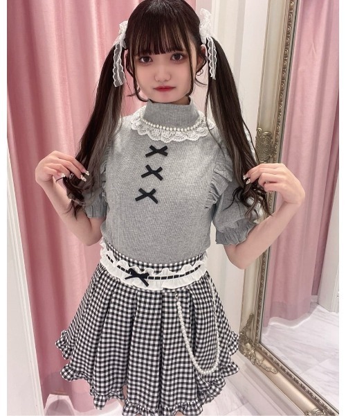 Ank Rouge（アンクルージュ）の「フリフリリボンスカパン（スカート・レディース・グレー/ブラック/A・M）」の13枚目の写真