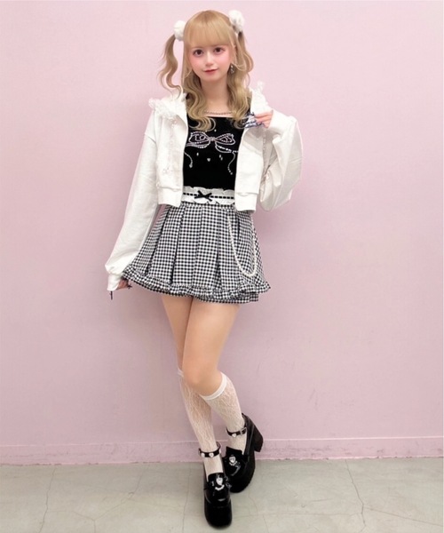 Ank Rouge（アンクルージュ）の「フリフリリボンスカパン（スカート・レディース・グレー/ブラック/A・M）」の12枚目の写真