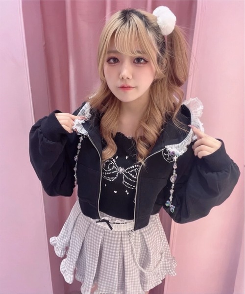 Ank Rouge（アンクルージュ）の「フリフリリボンスカパン（スカート・レディース・グレー/ブラック/A・M）」の11枚目の写真