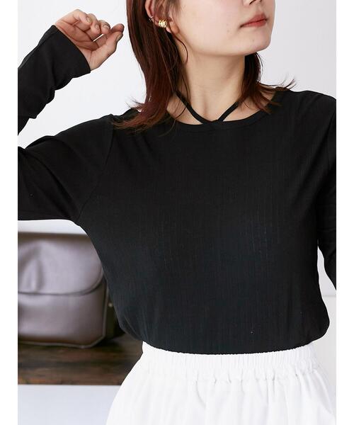 ehka sopo(エヘカソポ)の「2WAYクルーネックカットソー(Tシャツ/カットソー・レディース・オフホワイト/ミント/ブラック・F)」の3枚目の写真