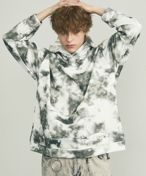 Shoowtime(ショウタイム)の「Marble pattern oversized pullover hoodie / マーブルパターンオーバーサイズプルオーバーパーカー(パーカー・メンズ・ブラック系/ホワイト系/ブラウン系/パープル系・MEDIUM/LARGE/X-LARGE)」の7枚目の写真