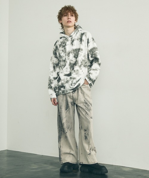 Shoowtime(ショウタイム)の「Marble pattern oversized pullover hoodie / マーブルパターンオーバーサイズプルオーバーパーカー(パーカー・メンズ・ブラック系/ホワイト系/ブラウン系/パープル系・MEDIUM/LARGE/X-LARGE)」の15枚目の写真