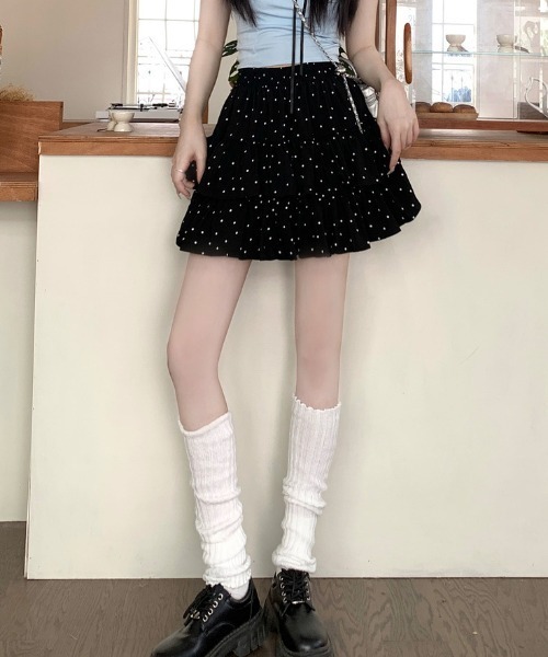 LAC-VERT（ラック・ヴェール）の「柄アソートミニ丈ティアードスカート(インパン付き)（スカート・レディース・ブラック/アイボリー/ホワイト/ブラウン/ブラック系その他・FREE）」の20枚目の写真