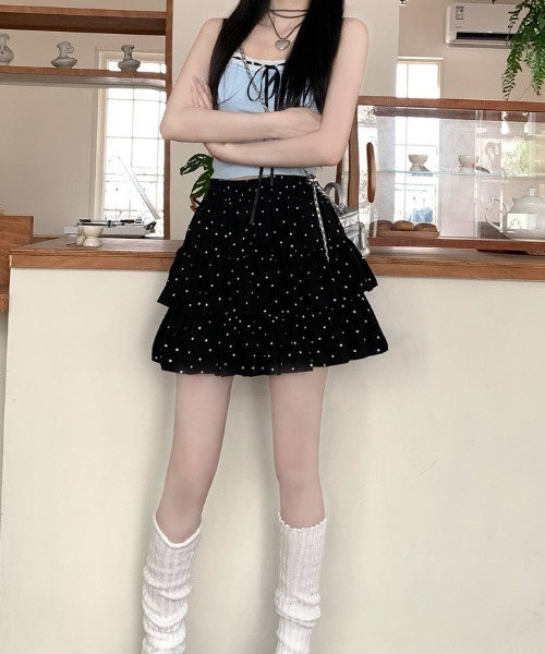 LAC-VERT（ラック・ヴェール）の「柄アソートミニ丈ティアードスカート(インパン付き)（スカート・レディース・ブラック/アイボリー/ホワイト/ブラウン/ブラック系その他・FREE）」の22枚目の写真