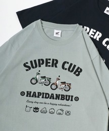HONDA×sanrio/ホンダ×サンリオ 『はぴだんぶい』『スーパーカブ』コラボプリント半袖Tシャツ レディース メンズ