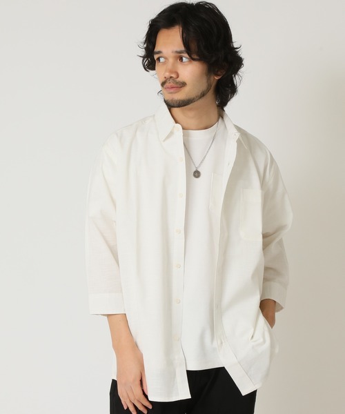 ARCADE（アーケード）の「通気性、吸水性の良い 7分袖 インド綿100％ コットン半端袖シャツ Retrievers Club（シャツ/ブラウス・メンズ・ブルー/ホワイト/ベージュ/ネイビー/オレンジ・M/L/LL）」の2枚目の写真