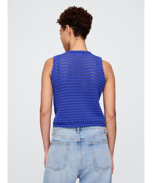 GAP（ギャップ）の「コットン100% クロシェ タンクトップ（ニット/セーター・レディース・オフホワイト/ブルー/ブラック・L/S/XS/M/XXS/XL）」の4枚目の写真