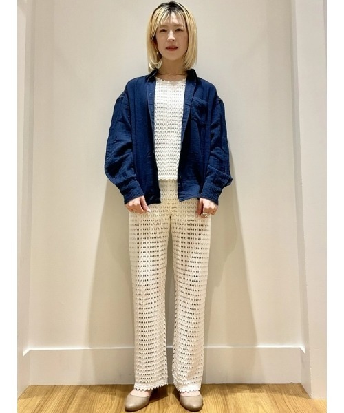 GAP（ギャップ）の「コットン100% クロシェ タンクトップ（ニット/セーター・レディース・オフホワイト/ブルー/ブラック・L/S/XS/M/XXS/XL）」の14枚目の写真