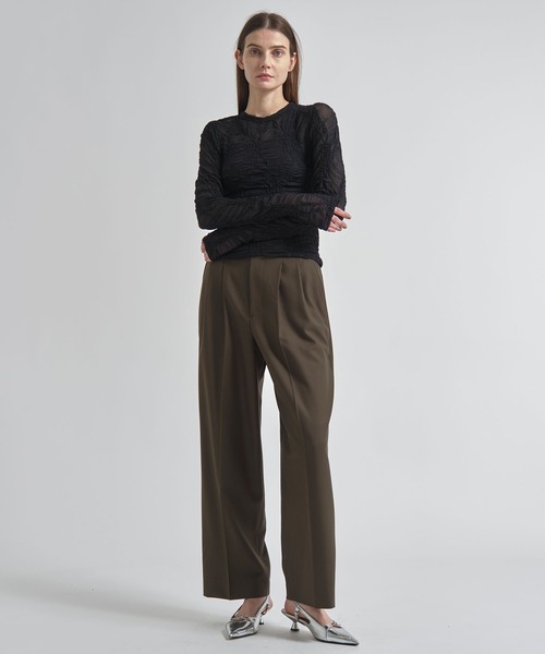INSCRIRE(アンスクリア)の「【INSCRIRE/アンスクリア】Wool Easy Pants/ウールイージーパンツ/ワイドストレートスラックス(その他パンツ・レディース・ネイビー/カーキ・1)」の3枚目の写真