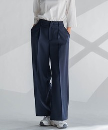 麻調ワイドパンツ≪洗濯機で洗える≫