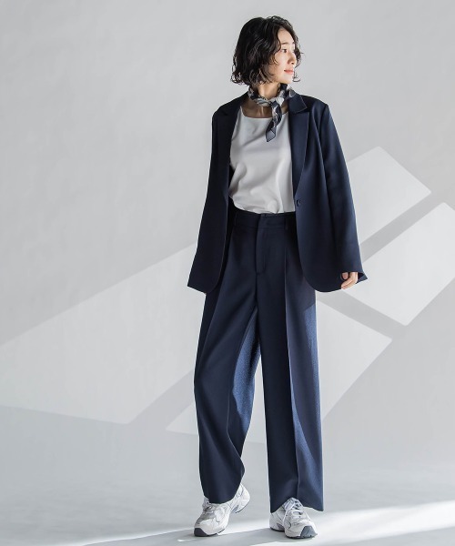 la.f…(ラエフ)の「麻調ワイドパンツ≪洗濯機で洗える≫(スラックス・レディース・ネイビー/ベージュ/グリーン・7号/9号/11号)」の22枚目の写真
