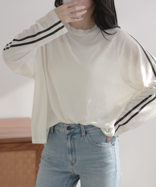 袖ラインシアートップス（Tシャツ/カットソー）｜SUNFLOWER