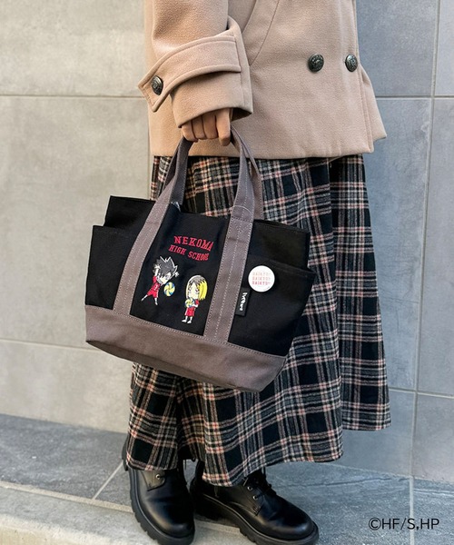 Misto Forza（ミストフォルツァ）の「ハイキュー!! ミニキャラクター刺繍トートバッグ（ショルダーバッグ・レディース・キナリ/ベージュ/グレー/ブラック・ﾌﾘ-）」の2枚目の写真