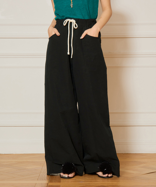 IENA LA BOUCLE(イエナラブークル)の「IENA LA BOUCLE コットンリネンスラブワイドパンツ(その他パンツ・レディース・ブラック/グリーン・38/36)」の11枚目の写真